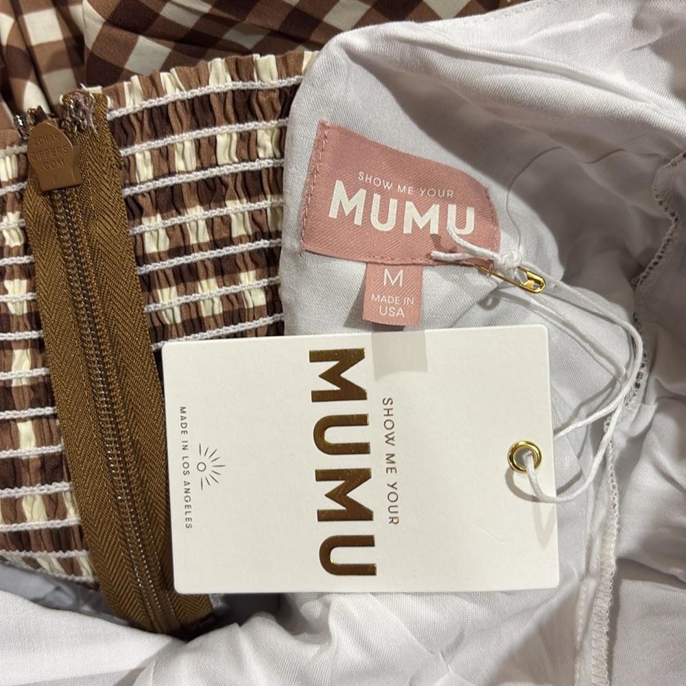 Show Me Your MuMu Brown & Cream Gingham Midi Dress - Picture 4 of 10